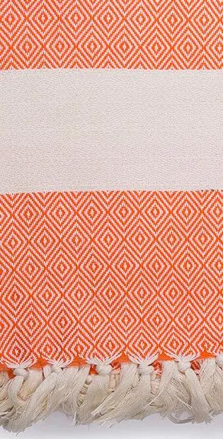 Venice Orange Turkish Towel 100 Percent Cotton 40 Inch by 70 Inch Quick Dry Sand Resistant Eco Friendly Beach Bath Blanket - Love Salve